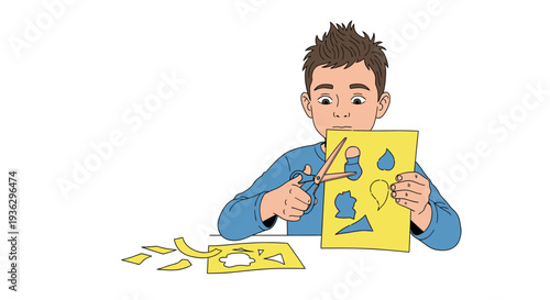 Boy holding puzzle pieces smiling.