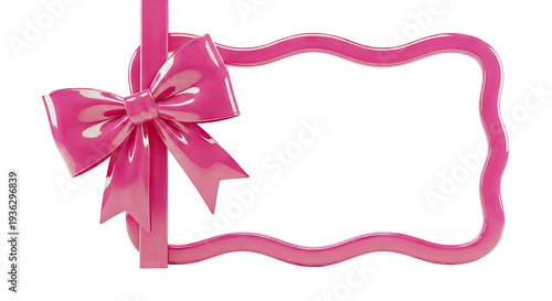 Pink Bow and Wavy Ribbon Frame