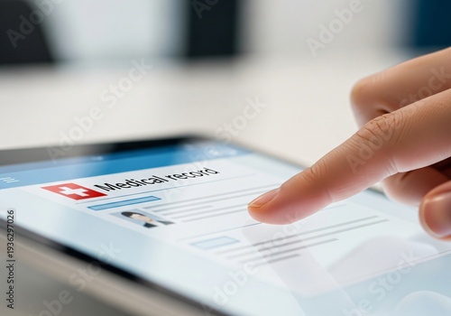 Electronic medical record access on digital tablet by patient finger during clinical visit