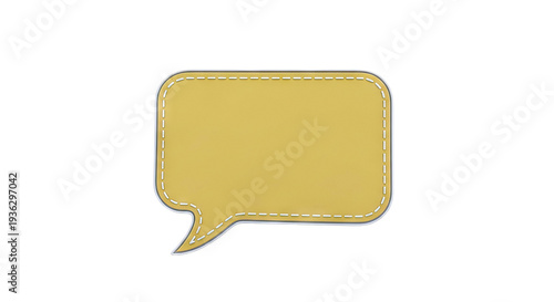 Yellow Speech Bubble with Stitched Border