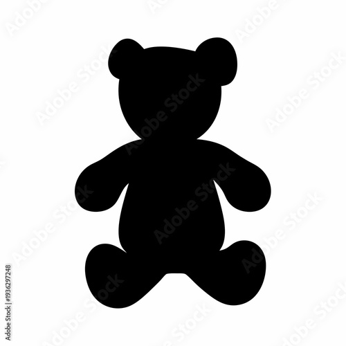 Solid black silhouette of a teddy bear on a white background