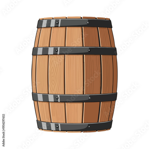 Wooden Barrel for Storage or Decoration in Rustic Settings