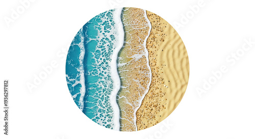 Ocean Waves Gently Crashing on a Sandy Beach, Top-Down View