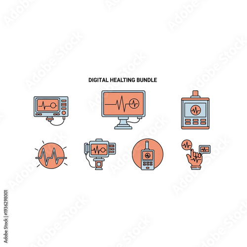 A collection of digital medical icons and graphics