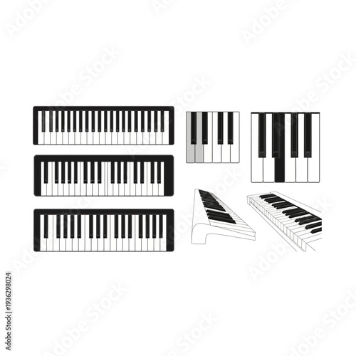 A collection of piano keyboard pieces and parts