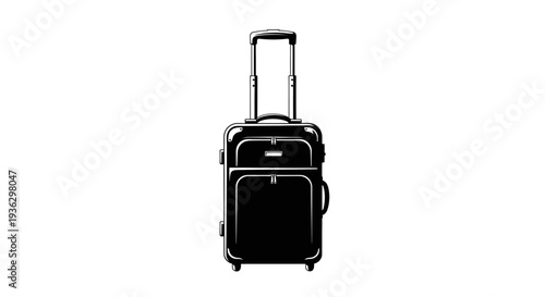 Black rolling suitcase with extendable handle and wheels.