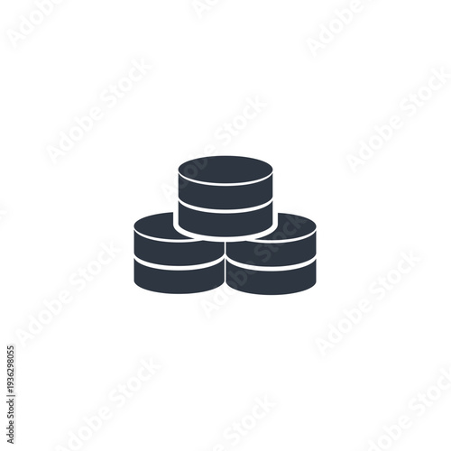 A stack of three dark blue disks with white lines