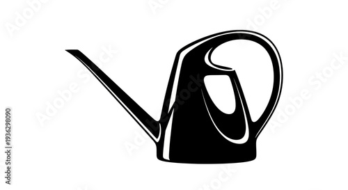 Black silhouette of a modern watering can on a white background.