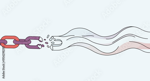 Broken Chain Symbolizing Freedom and Breaking Barriers.