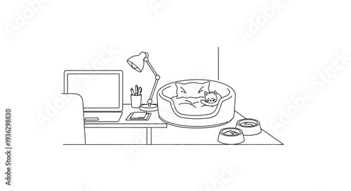 Cute dog sleeping peacefully in a comfortable dog bed at home.