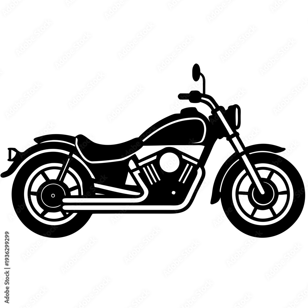 Fototapeta premium American Chopper Motorcycle Silhouette Vector Icon Black Minimal Design 