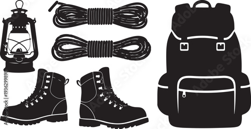 Camping gear and equipment for outdoor adventure travel