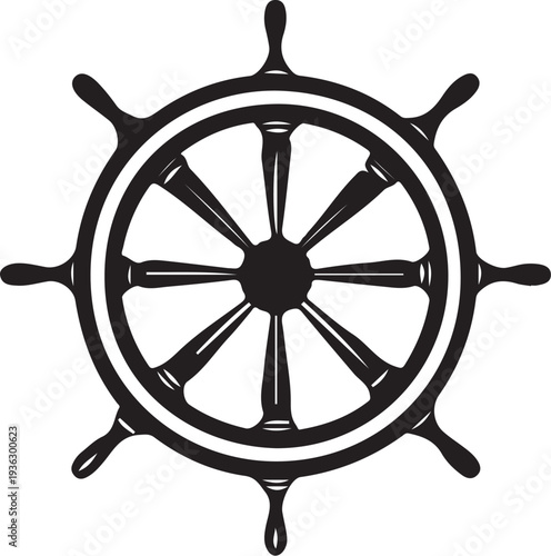 Ship Steering Wheel Nautical Helm Vector Icon,Marine Ship Wheel Maritime Navigation Symbol