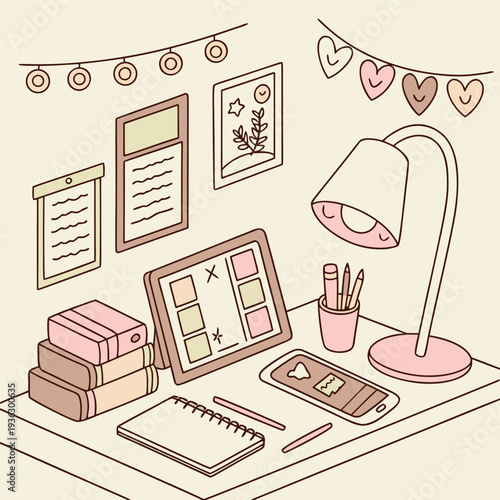 Cozy workspace with laptop 