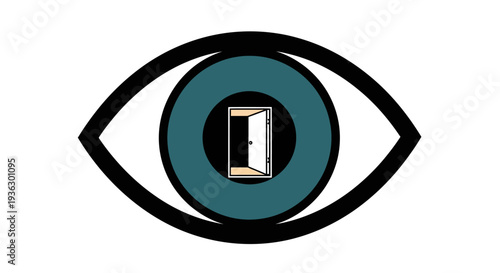 Eye with a door in the pupil symbolizing opportunity.