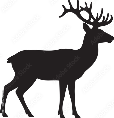 Full Body Deer Silhouette Wildlife Animal Vector