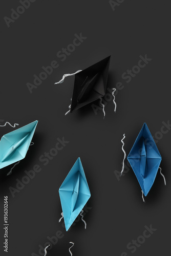 Colorful origami boats and ...