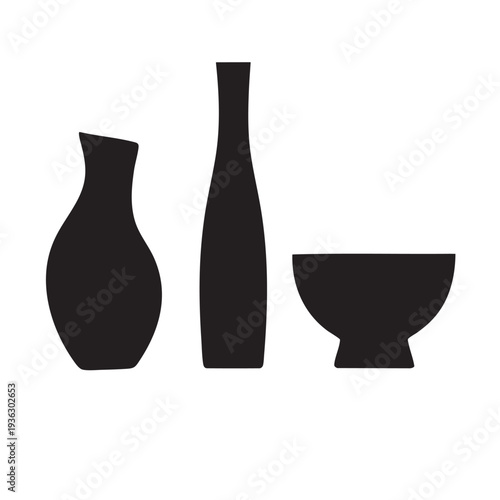 Modern Minimalist Decor Set - Tall Vase, Pitcher, and Bowl