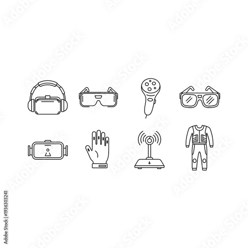 A collection of virtual reality and gaming related icons