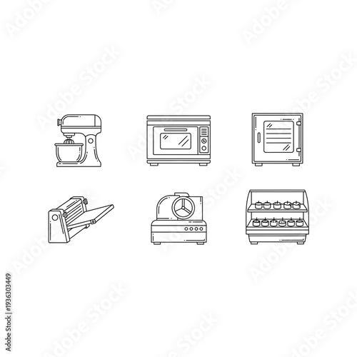 A collection of kitchen appliances icons