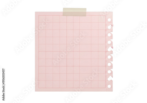 pink grid memo note on transparent background
