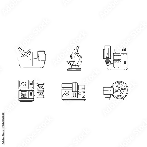 A collection of six different furniture line drawings