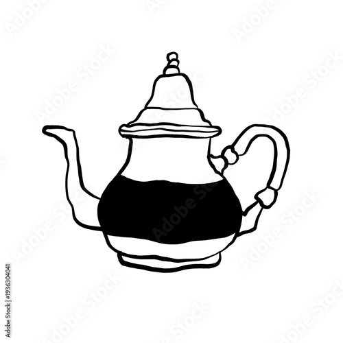 vintage teapot silhouettes and line art illustrations in classic retro style. solid silhouettes ideal for kitchen decor design, cafe branding, tea packaging, menu design, logos, stickers, poster