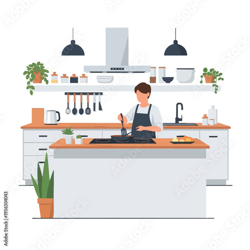 Modern person preparing healthy food in a stylish contemporary kitchen