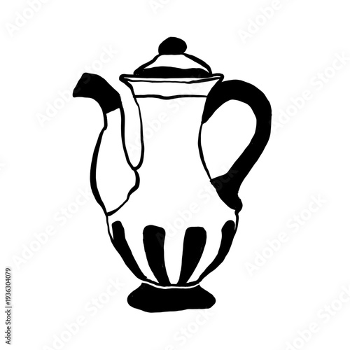 vintage teapot silhouettes and line art illustrations in classic retro style. solid silhouettes ideal for kitchen decor design, cafe branding, tea packaging, menu design, logos, stickers, poster