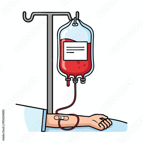 Medical Blood Donation Bag and Arm with Needle for Healthcare and Blood Transfusion