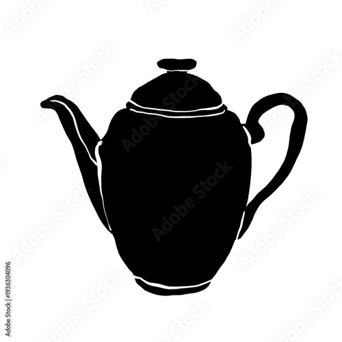 vintage teapot silhouettes and line art illustrations in classic retro style. solid silhouettes ideal for kitchen decor design, cafe branding, tea packaging, menu design, logos, stickers, poster