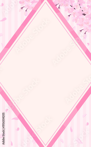 桜と春色のひし形フレーム_縦