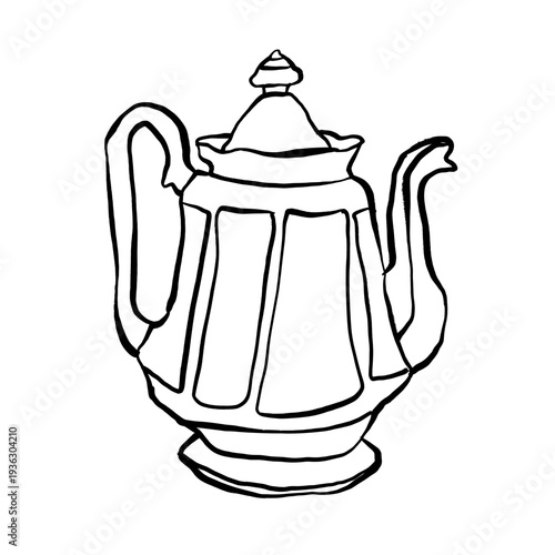 vintage teapot silhouettes and line art illustrations in classic retro style. solid silhouettes ideal for kitchen decor design, cafe branding, tea packaging, menu design, logos, stickers, poster