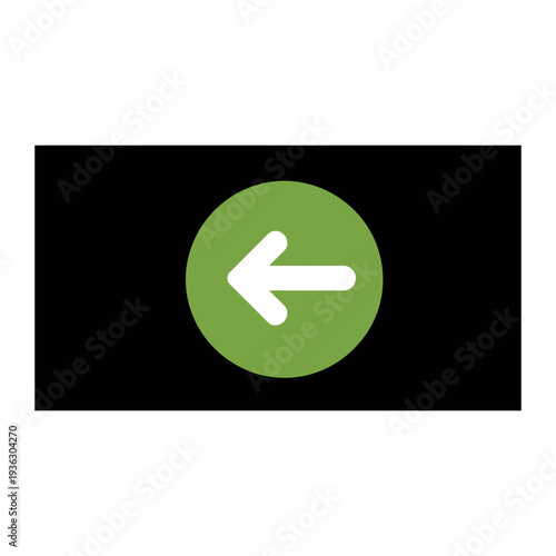 A green circle with a white arrow on a black background