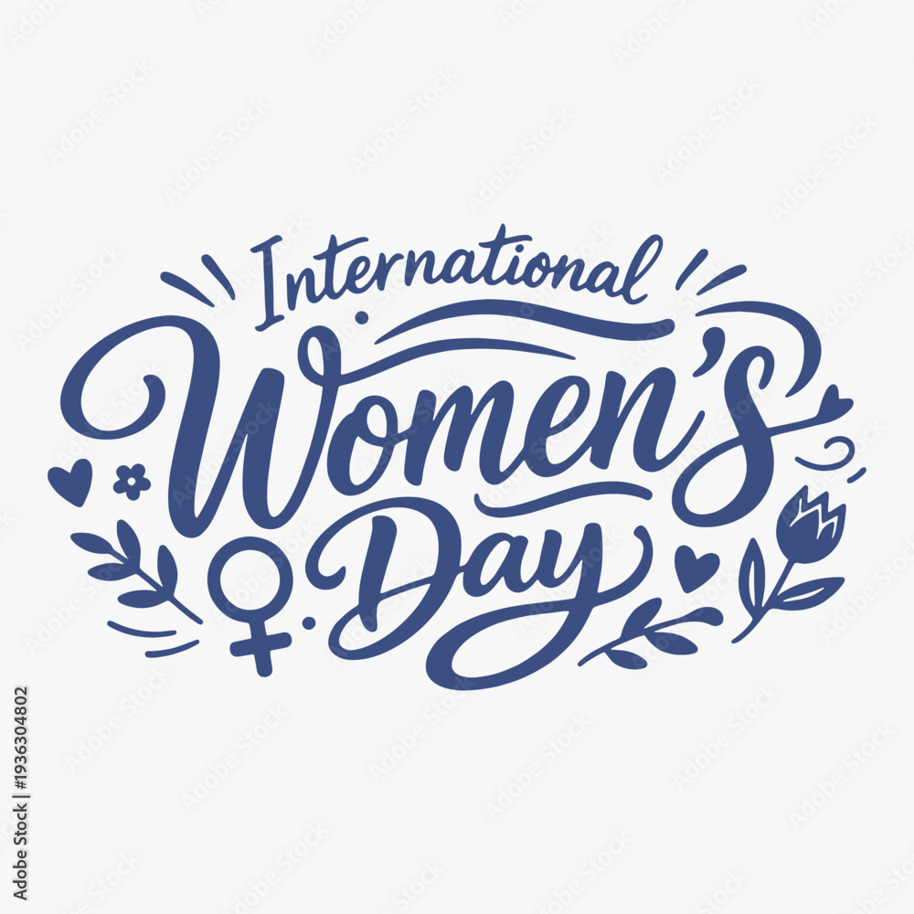 Obraz premium Vibrant hand-drawn International Women Day lettering with decorative elements