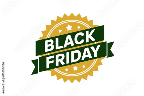Black Friday sale icon with green and yellow colors and star design