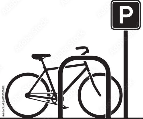 Bicycle parking icon. Bike rack. Vector icon isolated on white background.