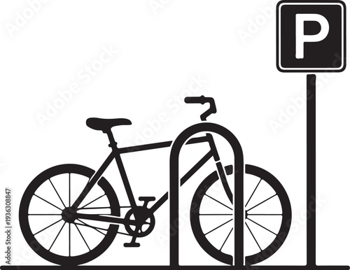 Bicycle parking icon. Bike rack. Vector icon isolated on white background.