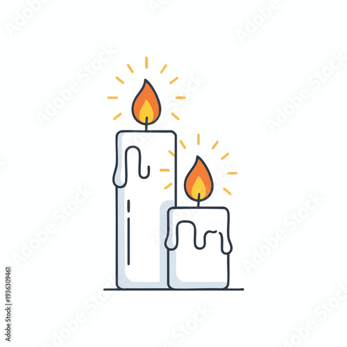 Elegant Illustration of Two Birthday Candles with Flames