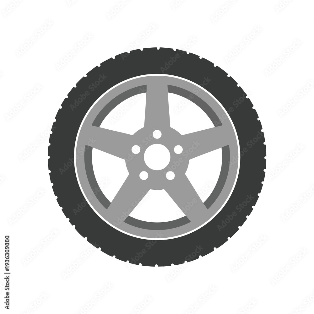 Fototapeta premium Close Up of Car Tire and Alloy Wheel on Black Background