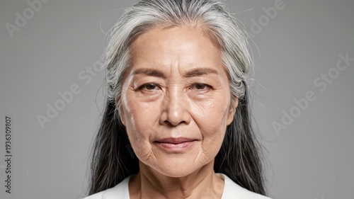 Asian woman aging process time lapse from youth to senior age