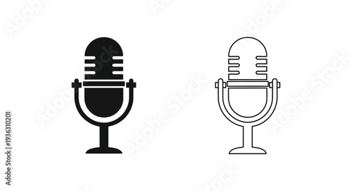 Two microphone icons one solid black the other a white outline