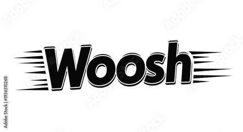 The word woosh with speed lines a graphic design element