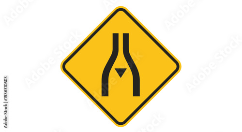 A yellow diamond-shaped warning sign with a black border and a graphic of a pouring bottle