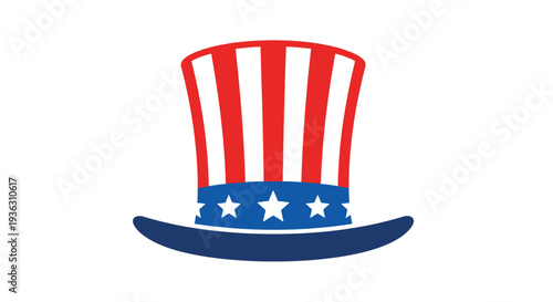 An illustration of a classic uncle sam hat with stars and stripes