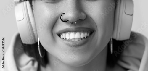 Stylish young woman in head...