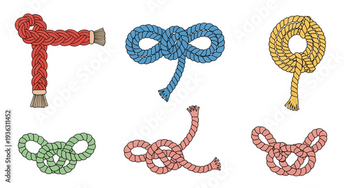 Rope Knots Image, Vector Illustration, Graphic Design, Braided Rope, Knotting, Nautical