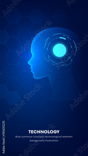 Artificial Intelligence Blue Light Technology Network Vertical Background