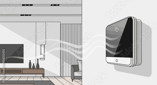 Smart Home Air Purifier Device Mounted on Wall.