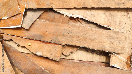 Stack Of Discarded Thin Wood Planks